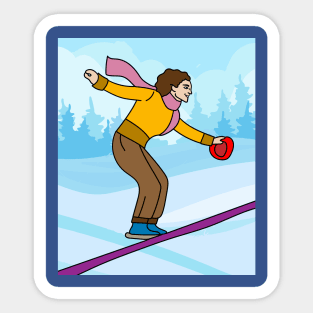 Skier Snow Mountains Extreme Sport Sticker